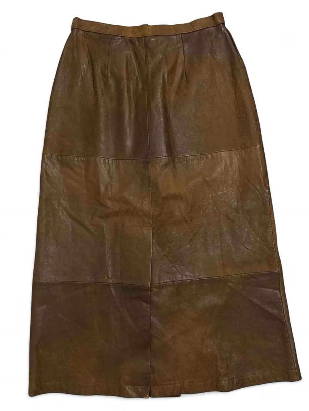 Vintage 80s Banana Republic Brown Leather Maxi Skirt, 28” waist